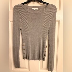 Hooked Up by IOT Grey Ribbed Long Sleeve Top